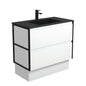 MONTANA AMATO 900 Matte White Vanity with Matte Black Frames and Kick 1TH