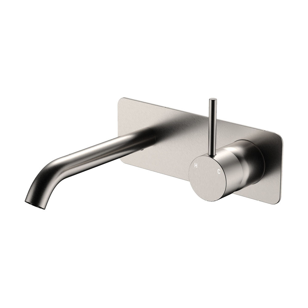 KAYA UP Basin/Bath Mixer 160mm Outlet Set Brush Nickel Soft Square Plate