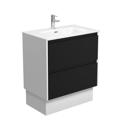 JOLI AMATO 750 Matte Black Vanity with Matte White Panels and Kick 1TH