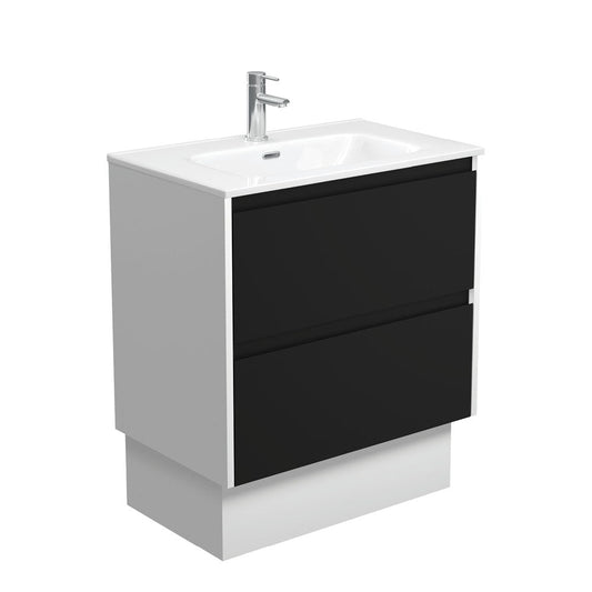 JOLI AMATO 750 Matte Black Vanity with Matte White Panels and Kick 1TH