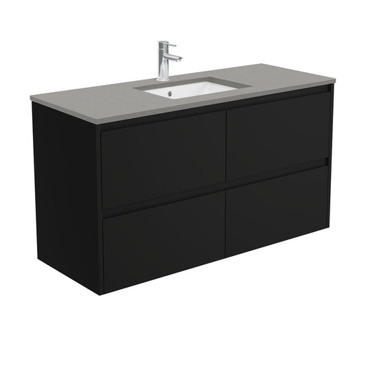 SARAH DOVE GREY AMATO 1200 Satin Black Vanity Wall Hung 1TH