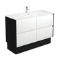 JOLI AMATO 1200 Matte White Vanity with Matte Black Panels and Kick 1TH