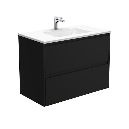 VANESSA AMATO 900 Matte Black Vanity Wall Hung 1TH