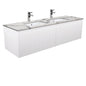 Sarah Calacatta Marble Undermount Double Bowl 1500 Alina Satin White Wall-Hung Vanity