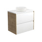REBA Matte White CRYSTAL AMATO 750 Matte White Vanity SCANDI OAK Panels Wall Hung NTH