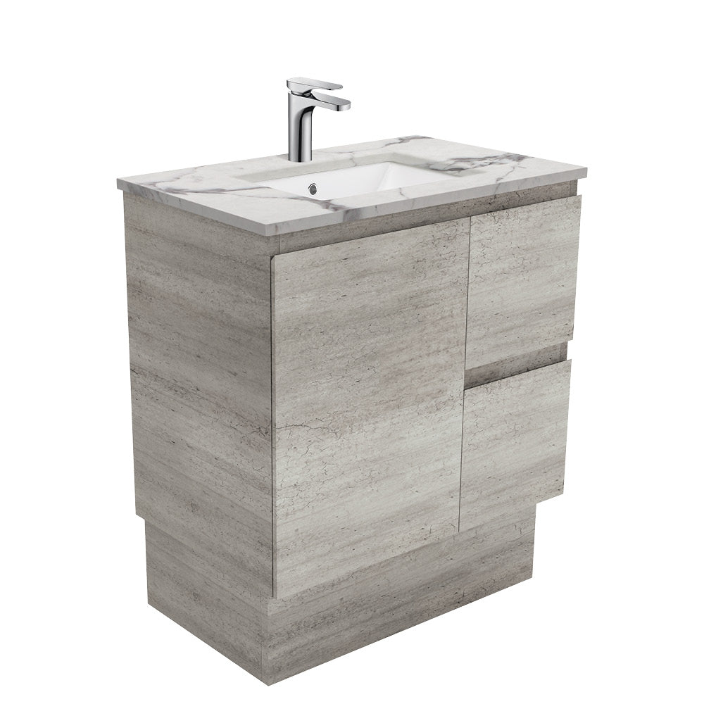 Sarah Calacatta Marble Undermount 750 Edge Industrial Vanity on Kick