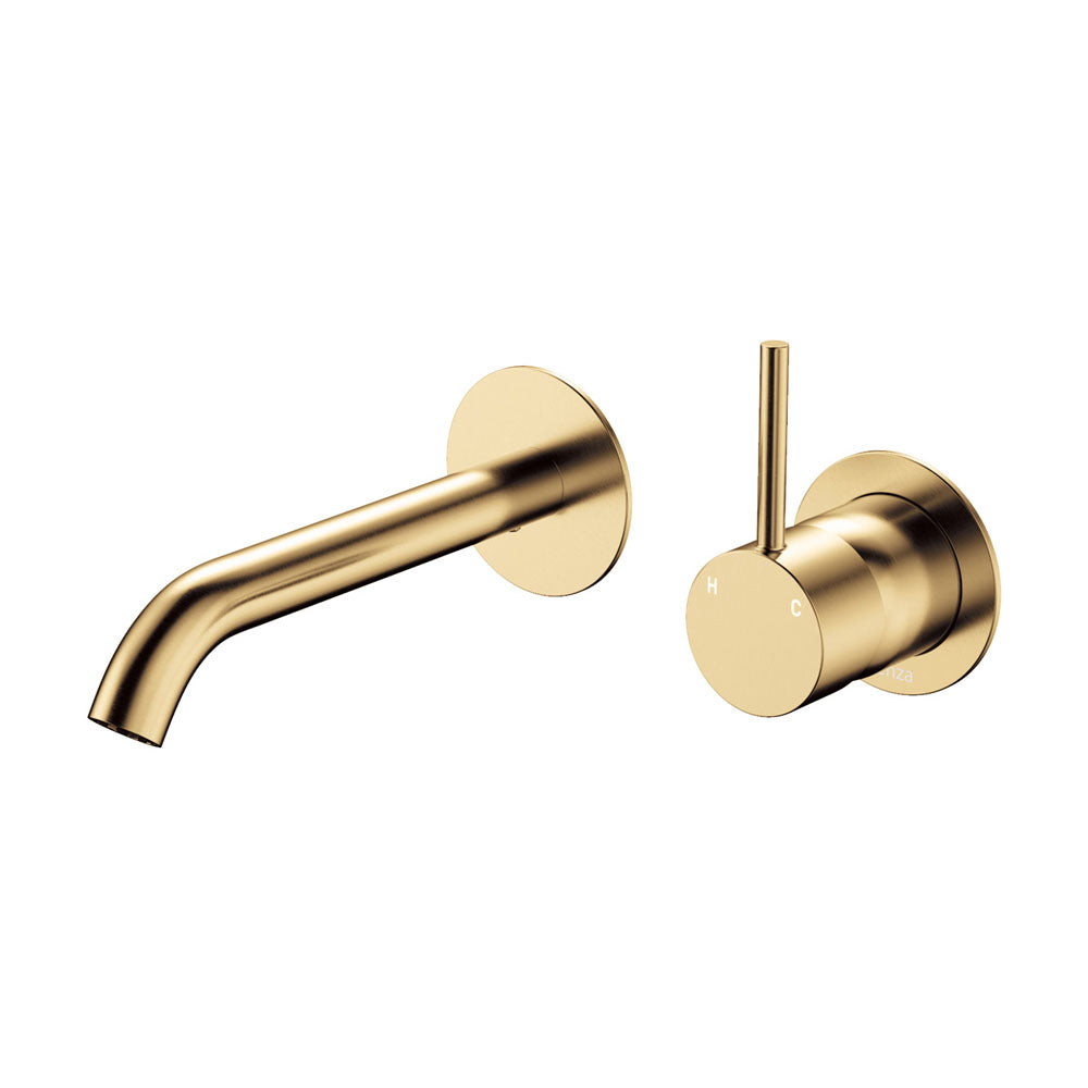 KAYA UP Basin/Bath Mixer 160mm Outlet Set Urban Brass Round Plates
