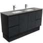 SARAH DOVE GREY 1500 Fingerpull Matte Black Cab on Kick Double Bowl 1TH