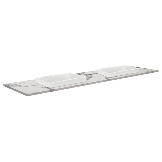 SARAH Semi Inset CALACATTA MARBLE 1800mm Basin Top Only Double Bowl 2TH