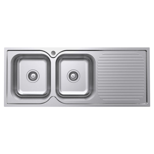 TIVA 1180 Kitchen Sink Left Double Bowl & Drainer Topmount 19L-19L 1TH 1180x480x180mm