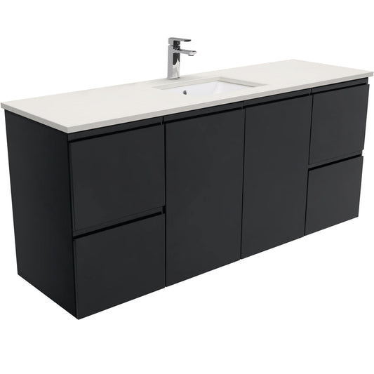 SARAH ROMAN SAND 1500 Fingerpull Matte Black Wall Hung Cab Single Bowl 1TH