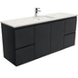 SARAH ROMAN SAND 1500 Fingerpull Matte Black Wall Hung Cab Single Bowl 1TH
