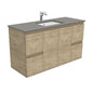 SARAH DOVE GREY 1200 Edge SCANDI OAK Wall Hung Cab 1TH