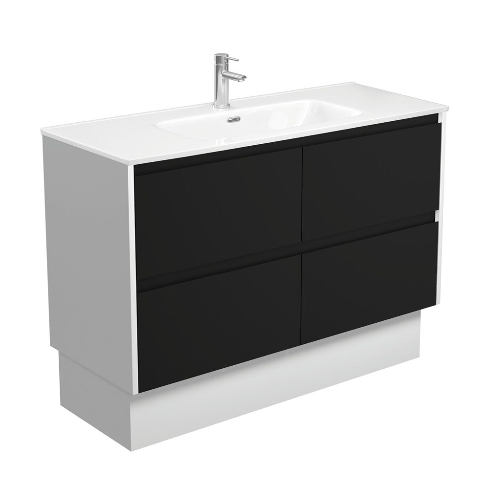 JOLI AMATO 1200 Matte Black Vanity with Matte White Panels and Kick 1TH