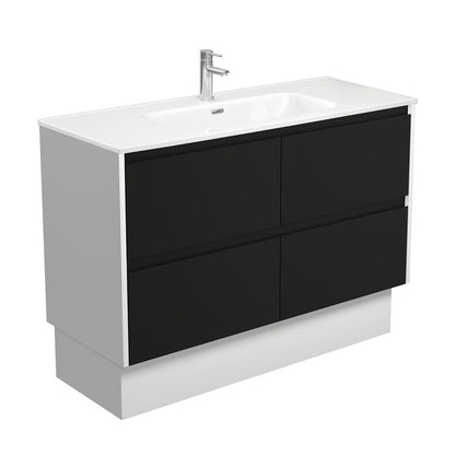 JOLI AMATO 1200 Matte Black Vanity with Matte White Panels and Kick 1TH