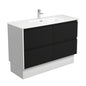 JOLI AMATO 1200 Matte Black Vanity with Matte White Panels and Kick 1TH