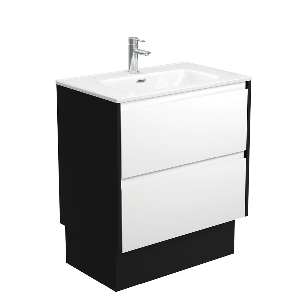 JOLI AMATO 750 Matte White Vanity with Matte Black Panels and Kick 1TH