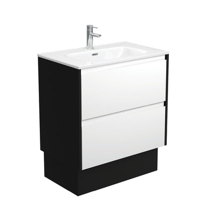 JOLI AMATO 750 Matte White Vanity with Matte Black Panels and Kick 1TH