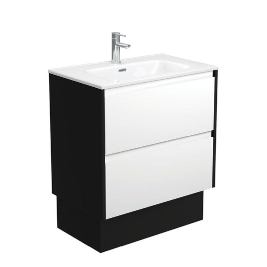 JOLI AMATO 750 Matte White Vanity with Matte Black Panels and Kick 1TH