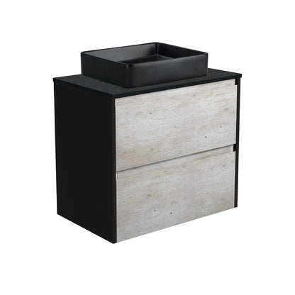 LUCIANA MB BLACK SPARKLE AMATO 750 INDUSTRIAL Vanity Matte Black Panels Wall Hung NTH