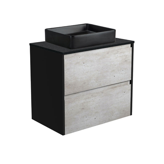 LUCIANA MB BLACK SPARKLE AMATO 750 INDUSTRIAL Vanity Matte Black Panels Wall Hung NTH