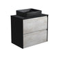 LUCIANA MB BLACK SPARKLE AMATO 750 INDUSTRIAL Vanity Matte Black Panels Wall Hung NTH