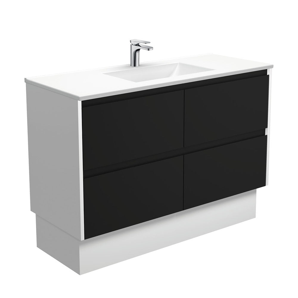 VANESSA AMATO 1200 Matte Black Vanity with Matte White Panels and Kick 1TH