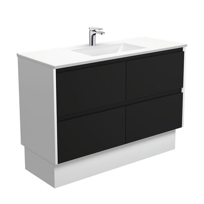 VANESSA AMATO 1200 Matte Black Vanity with Matte White Panels and Kick 1TH