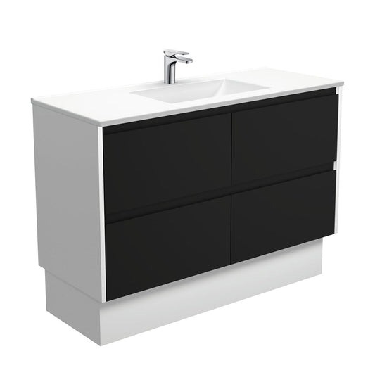 VANESSA AMATO 1200 Matte Black Vanity with Matte White Panels and Kick 1TH