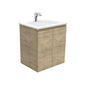 VANESSA Poly Marble 600 EDGE SCANDI OAK Wall Hung Vanity 1TH