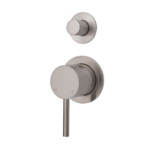 Axle Wall Diverter Mixer, Brushed Nickel, Small Round Plates