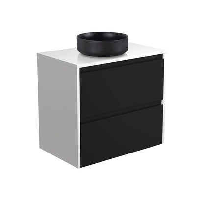 REBA Black CRYSTAL AMATO 750 Matte Black Vanity Matte White Panels Wall Hung NTH