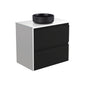 REBA Black CRYSTAL AMATO 750 Matte Black Vanity Matte White Panels Wall Hung NTH
