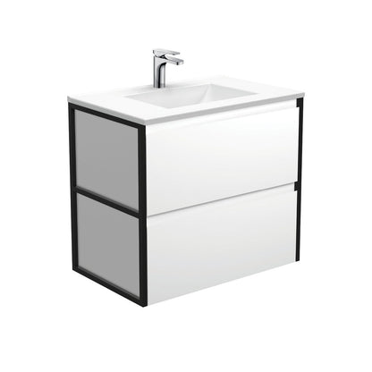 VANESSA AMATO 750 Matte White Vanity with Matte Black Frames Wall Hung 1TH