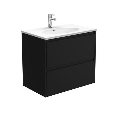 ROTONDO AMATO 750 Matte Black Vanity Wall Hung 1TH