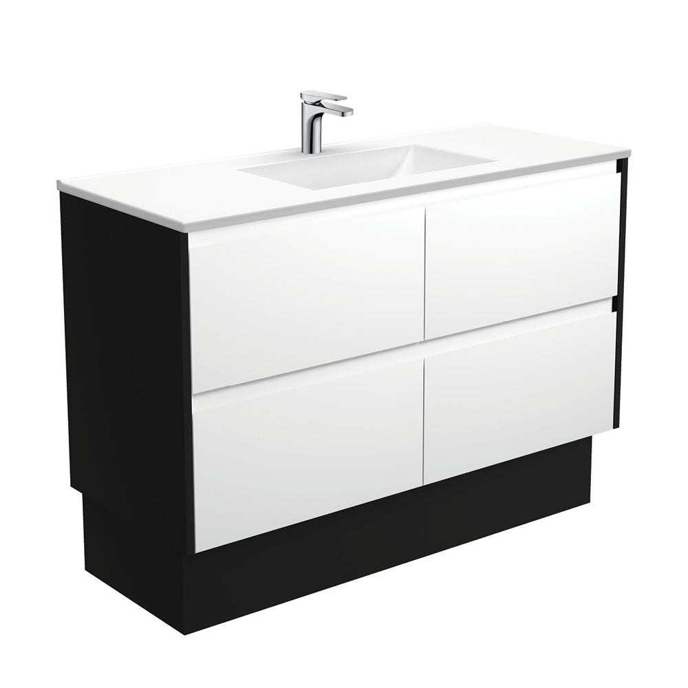 VANESSA AMATO 1200 Matte White Vanity with Matte Black Panels and Kick 1TH