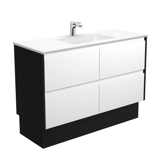 VANESSA AMATO 1200 Matte White Vanity with Matte Black Panels and Kick 1TH
