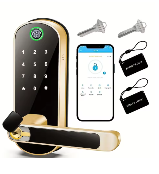 Smart Fingerprint Door Lock for Indoor Wooden Door, Keyless Entry, Multiple Unlock Methods