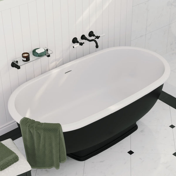 RAK Washington Cast Stone Solid Surface Bath, Matte Black