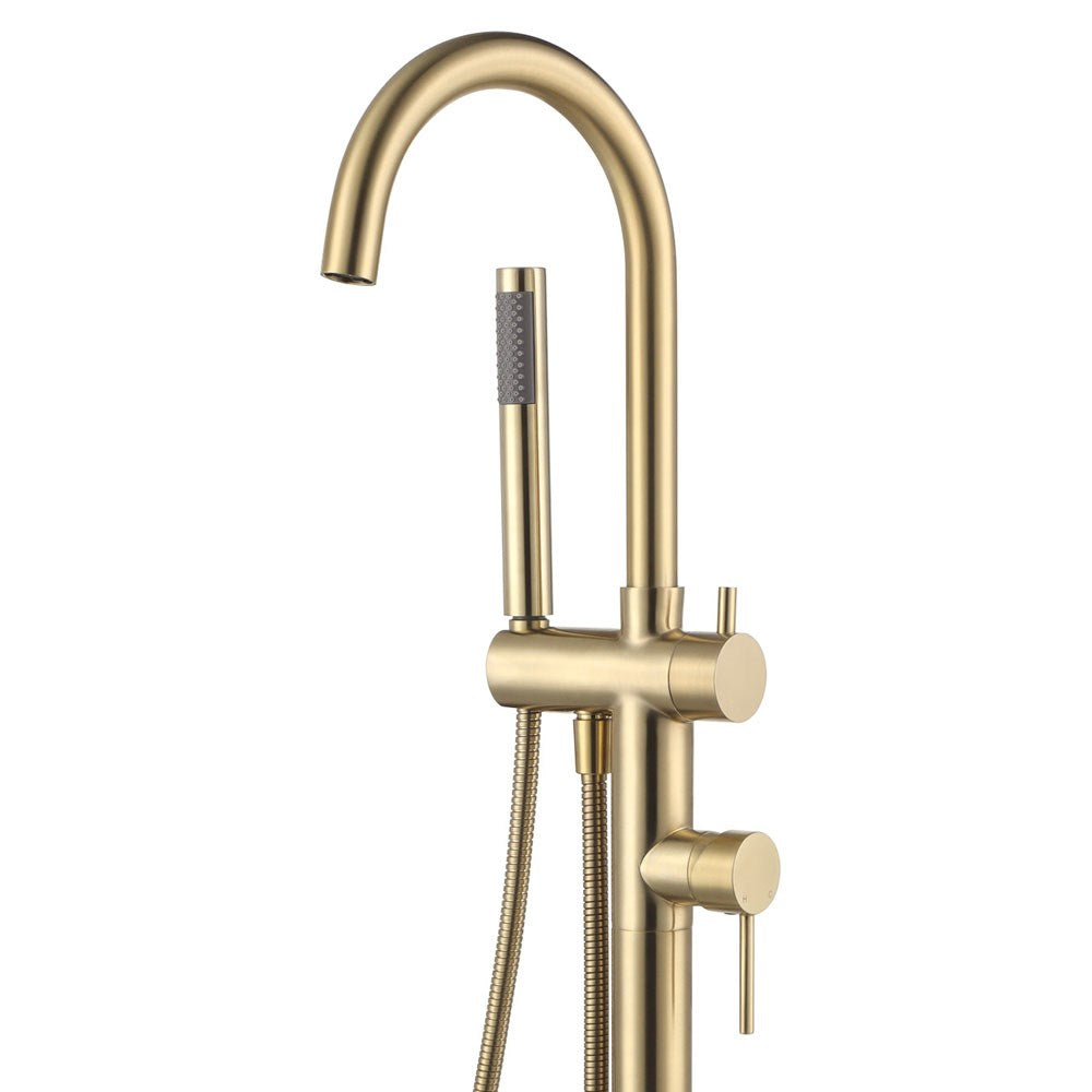 KAYA Floor Mounted Bath Mixer with Hand Shower Urban Brass