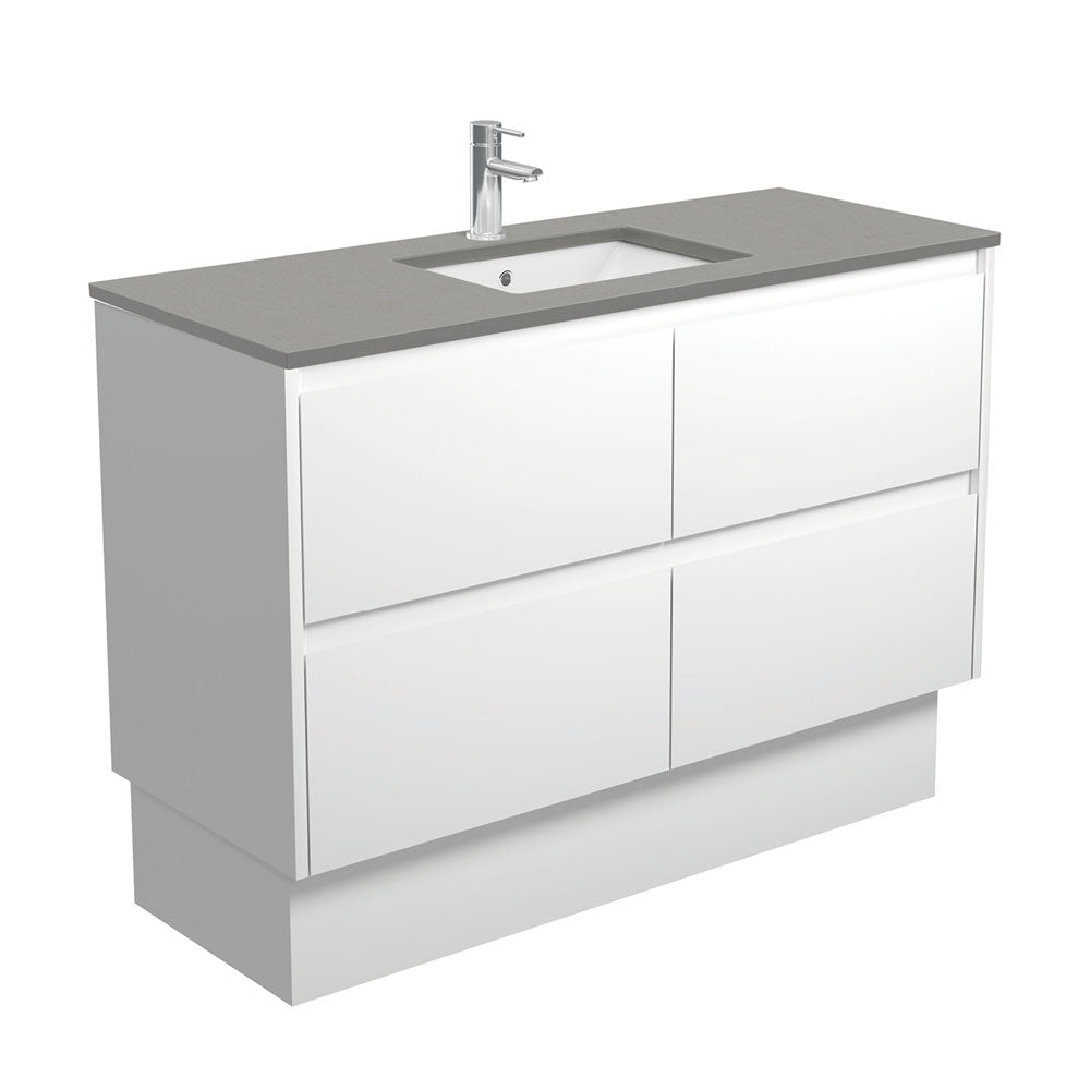 SARAH DOVE GREY AMATO 1200 Satin White Vanity On Kick 1TH