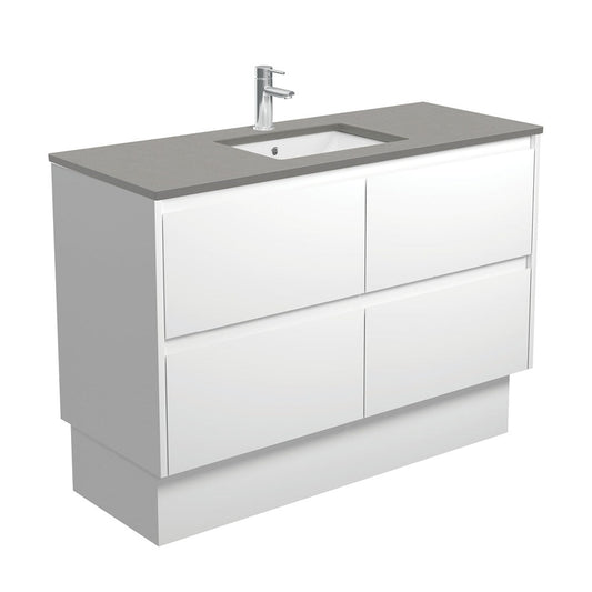 SARAH DOVE GREY AMATO 1200 Satin White Vanity On Kick 1TH
