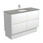 SARAH DOVE GREY AMATO 1200 Satin White Vanity On Kick 1TH