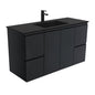 MONTANA Solid Surface 1200 Fingerpull Matte Black Wall Hung Cab 1TH