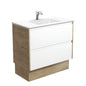 VANESSA AMATO 900 Matte White Vanity with SCANDI OAK Panels and Kick 1TH