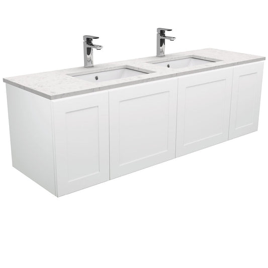 Sarah Bianco Marble Undermount Double Bowl 1500 Mila Wall-Hung Vanity