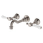 LILLIAN Lever Shepherds Crook Bath Set Brushed Nickel White Handle
