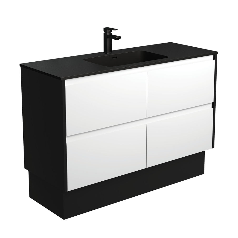 MONTANA AMATO 1200 Matte White Vanity with Matte Black Panels and Kick 1TH