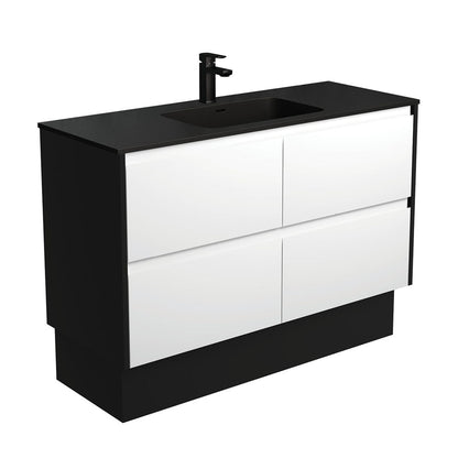 MONTANA AMATO 1200 Matte White Vanity with Matte Black Panels and Kick 1TH