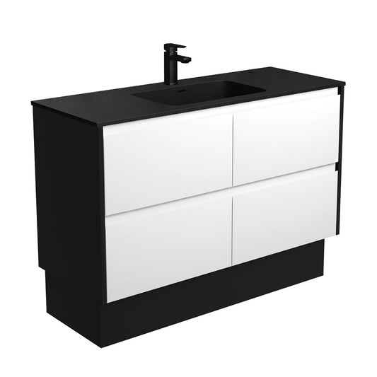 MONTANA AMATO 1200 Matte White Vanity with Matte Black Panels and Kick 1TH